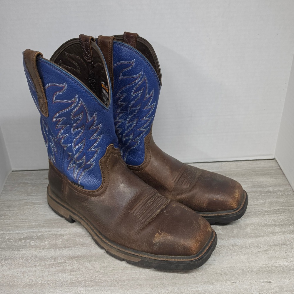 Ariat Work Sierra Steel Toe Boots Mens 11 D Brown Blue Leather 10021099 EH